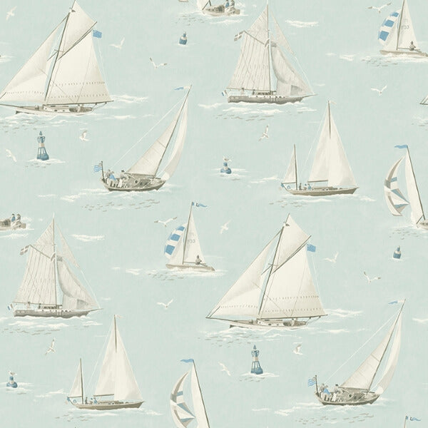Leeward Aqua Sailboat Wallpaper