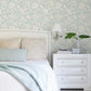 Plumeria Aqua Floral Trail Wallpaper