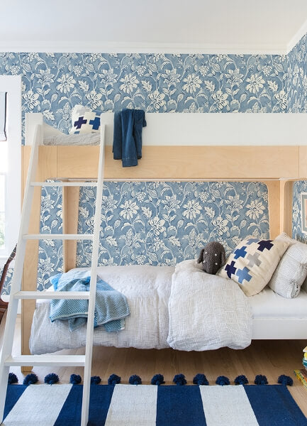 Plumeria Blue Floral Trail Wallpaper