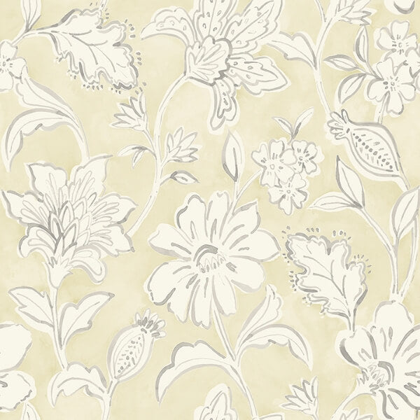 Plumeria Yellow Floral Trail Wallpaper