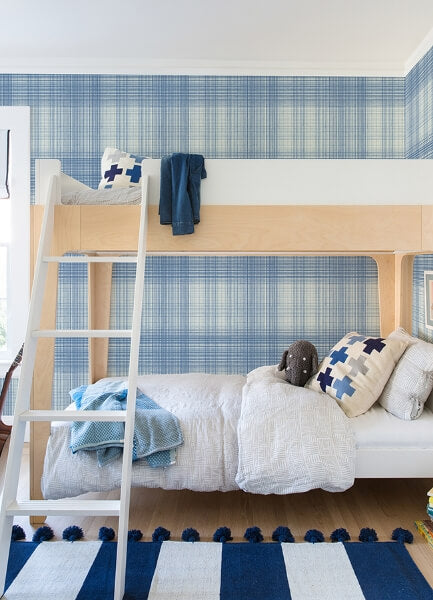 Madras Blue Plaid Wallpaper