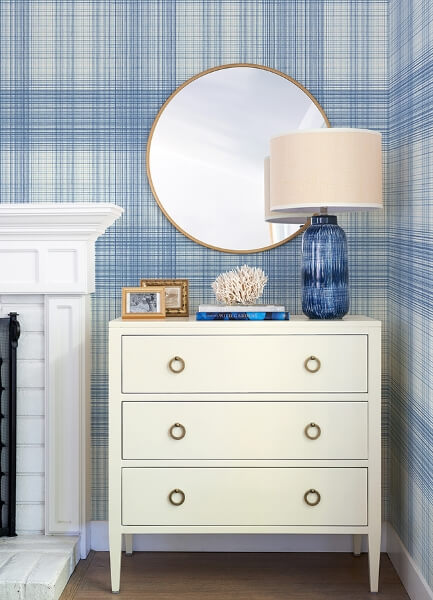 Madras Blue Plaid Wallpaper