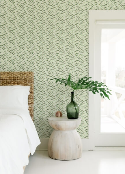 Sand Drips Green Painted Dots Wallpaper
