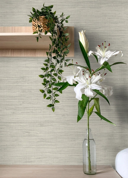 Grassweave Light Grey Imitation Grasscloth Wallpaper