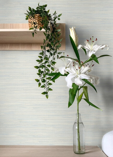 Grassweave Light Blue Imitation Grasscloth Wallpaper