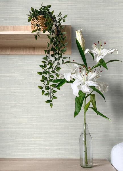 Grassweave Aqua Imitation Grasscloth Wallpaper