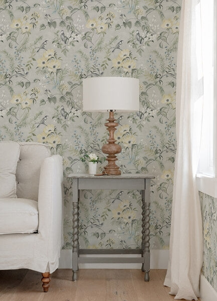 Frederique Grey Bloom Wallpaper