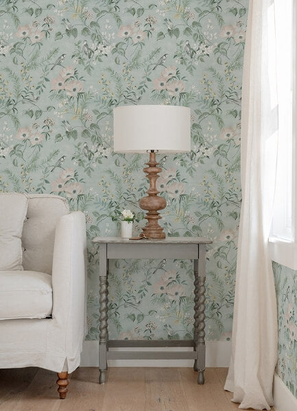 Frederique Mint Floral Wallpaper