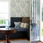 Isidore Blue Scroll Wallpaper