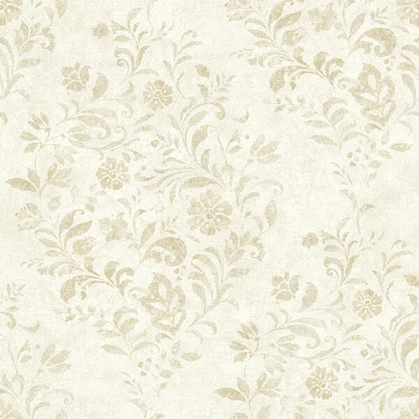 Isidore Wheat Scroll Wallpaper