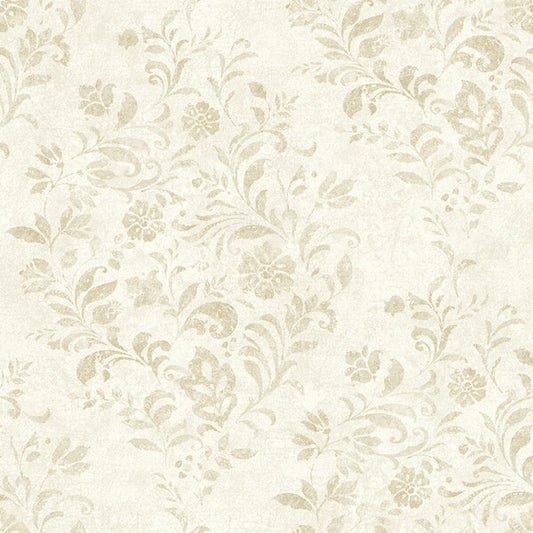 Isidore Wheat Scroll Wallpaper