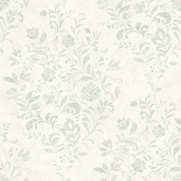 Isidore Aqua Scroll Wallpaper