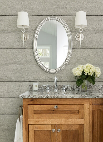 Morgan Grey Distressed Wood Wallpaper