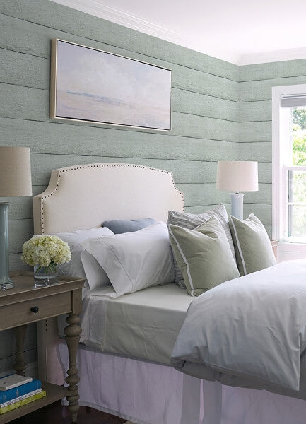 Morgan Seafoam Distressed Wood Wallpaper