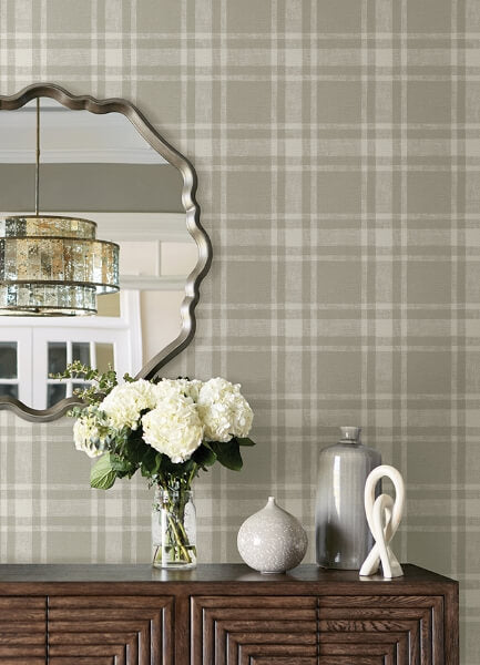 Antoine Taupe Flannel Wallpaper