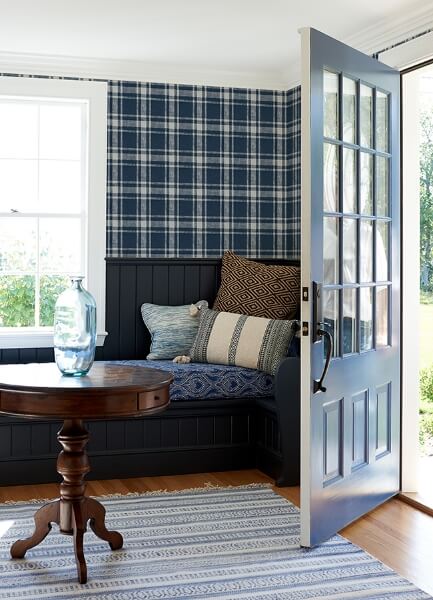 Antoine Dark Blue Flannel Wallpaper
