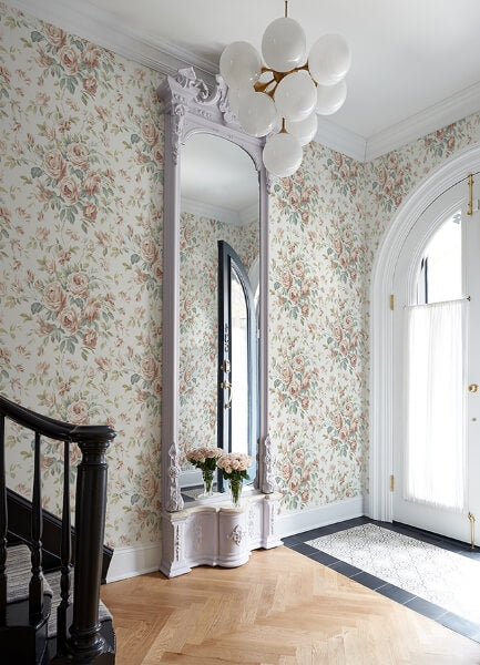 Manon Blush Rose Stitch Wallpaper