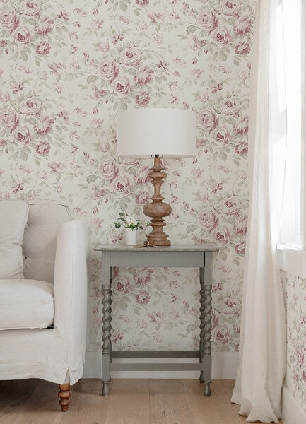 Manon Pink Rose Stitch Wallpaper