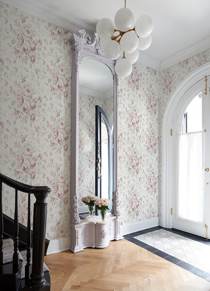 Manon Pink Rose Stitch Wallpaper