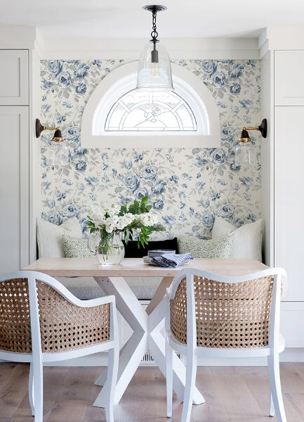 Manon Blue Rose Stitch Wallpaper