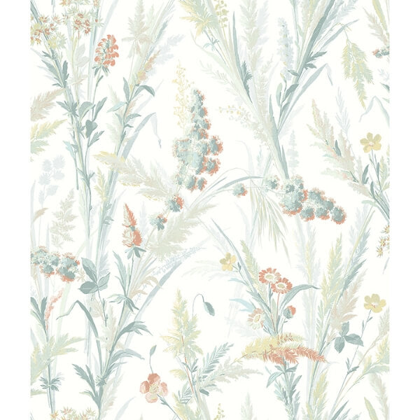 Hillaire Teal Meadow Wallpaper