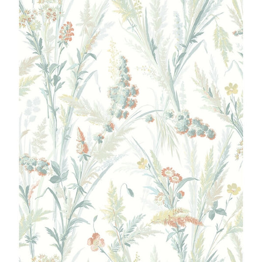 Hillaire Teal Meadow Wallpaper