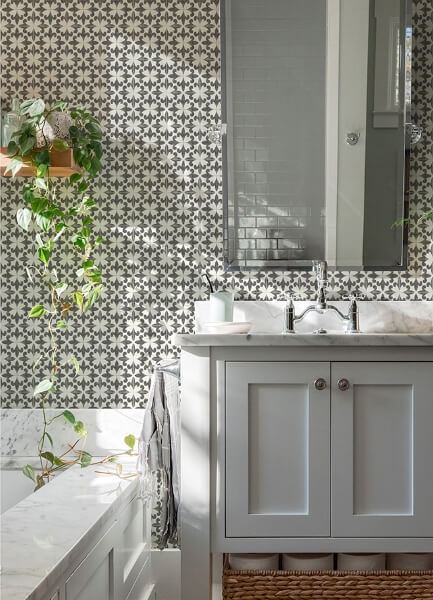 Remy Black Fleur Tile Wallpaper