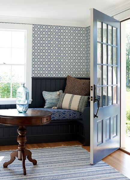 Remy Blue Fleur Tile Wallpaper