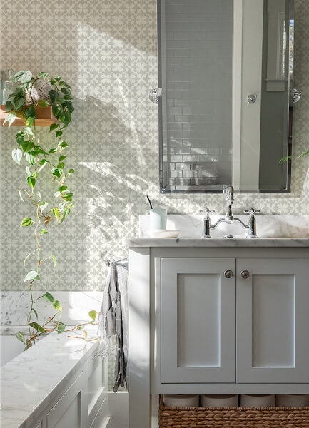 Remy Light Grey Fleur Tile Wallpaper