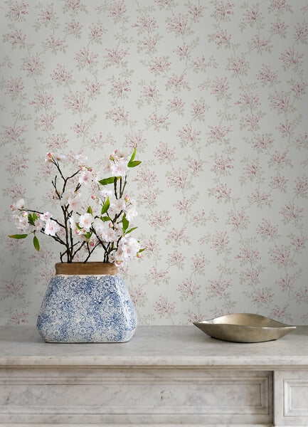 Sofiane Pink Botanical Trail Wallpaper