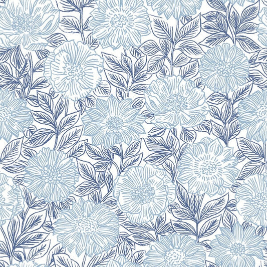 Faustin Navy Floral Wallpaper