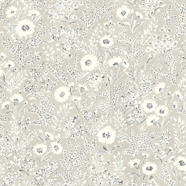 Agathon Taupe Floral Wallpaper
