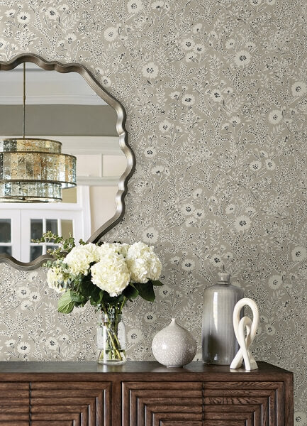 Agathon Taupe Floral Wallpaper