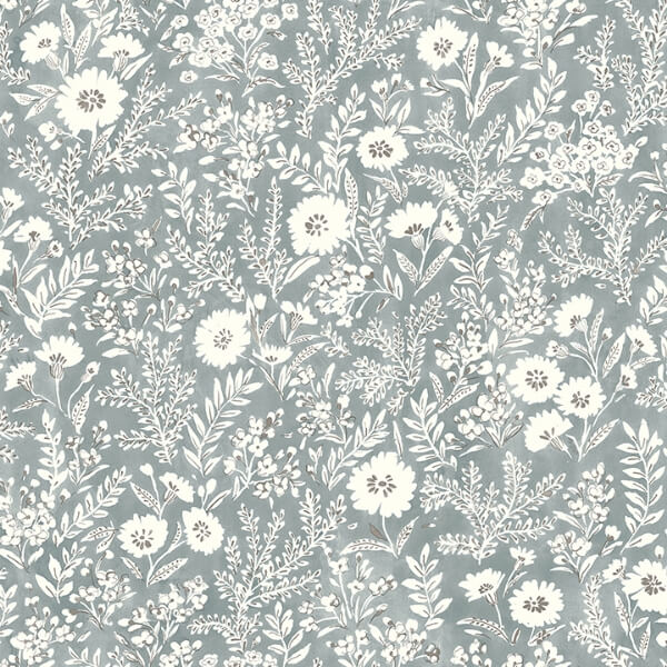 Agathon Blue Floral Wallpaper