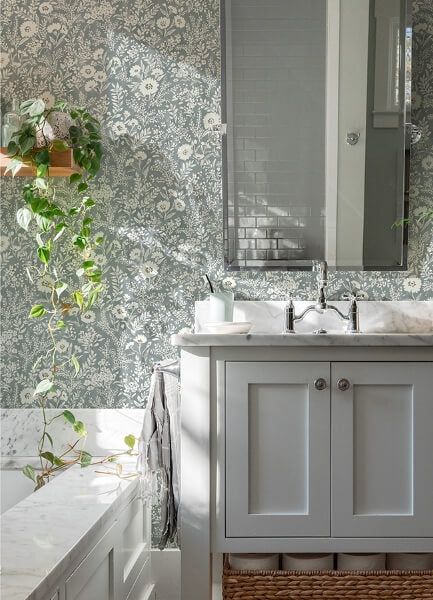 Agathon Blue Floral Wallpaper