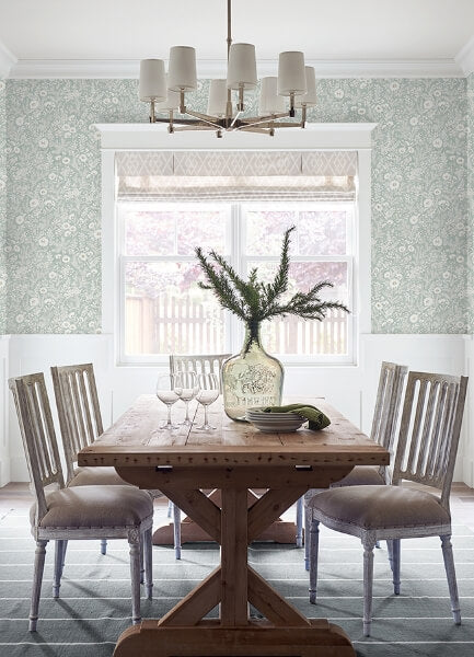 Agathon Seafoam Floral Wallpaper