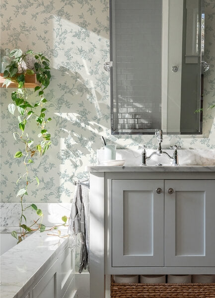 Nightingale Seafoam Floral Trail Wallpaper
