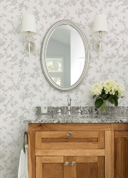 Nightingale Taupe Floral Trail Wallpaper