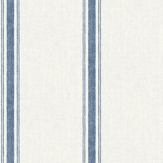 Linette Navy Fabric Stripe Wallpaper