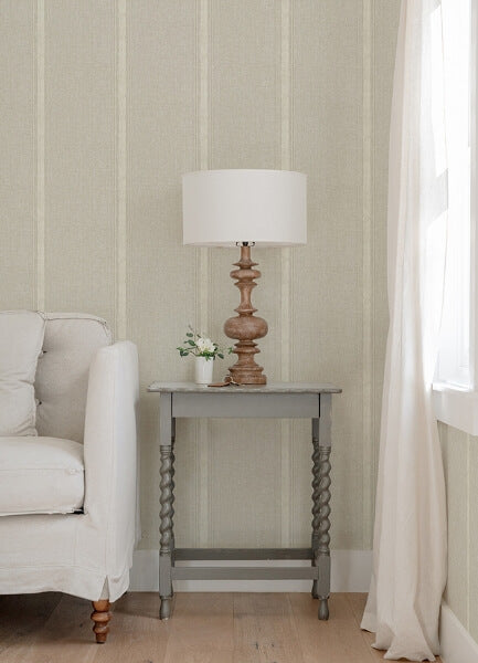 Linette Beige Fabric Stripe Wallpaper