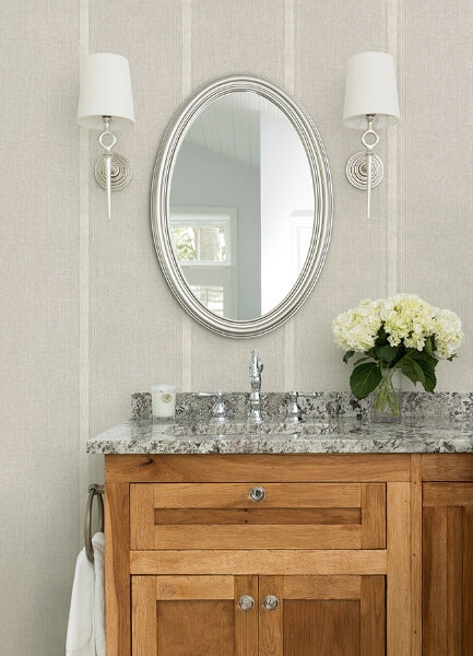 Linette Beige Fabric Stripe Wallpaper