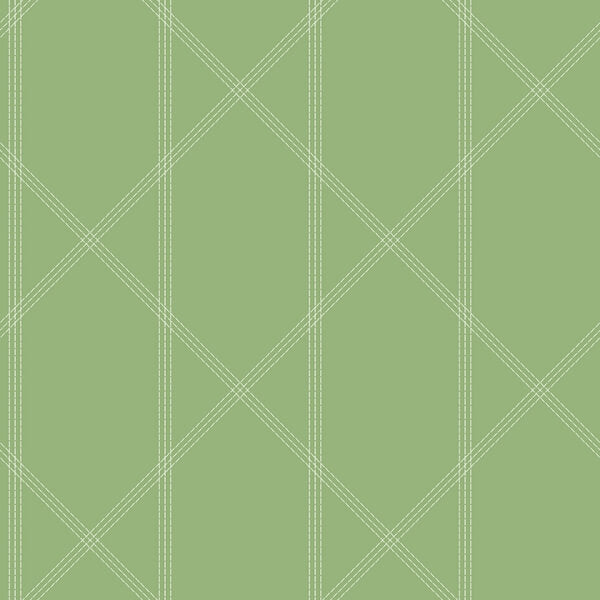 Walcott Light Green Stitched Trellis Wallpaper
