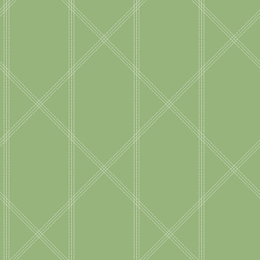 Walcott Light Green Stitched Trellis Wallpaper