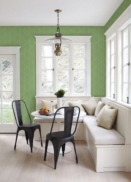 Walcott Light Green Stitched Trellis Wallpaper