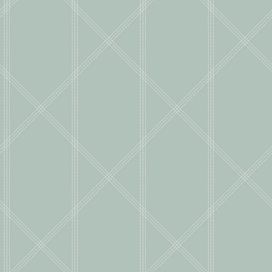 Walcott Seafoam Stitched Trellis Wallpaper