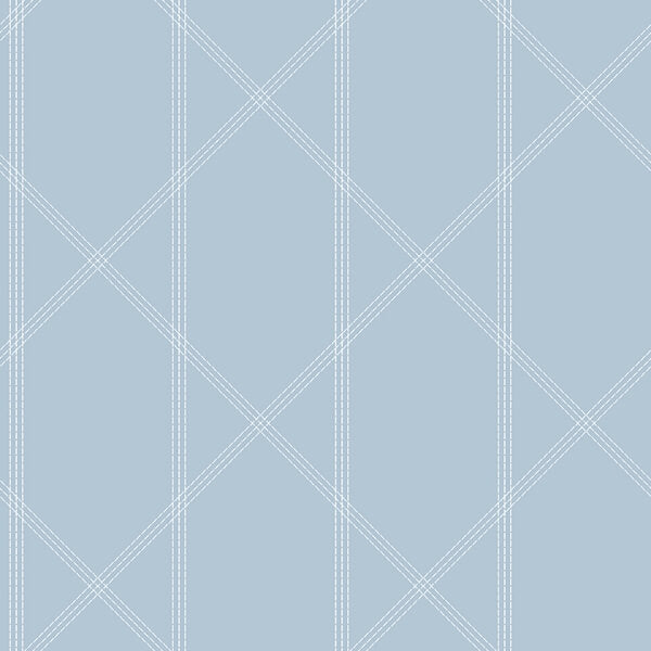 Walcott Light Blue Stitched Trellis Wallpaper
