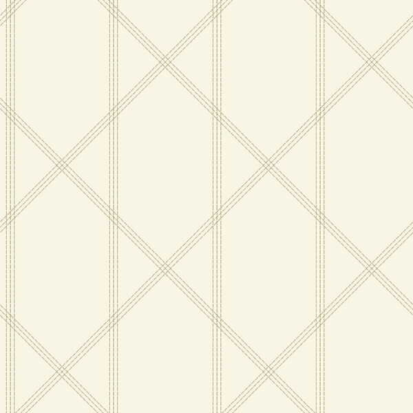 Walcott Cream Stitched Trellis Wallpaper
