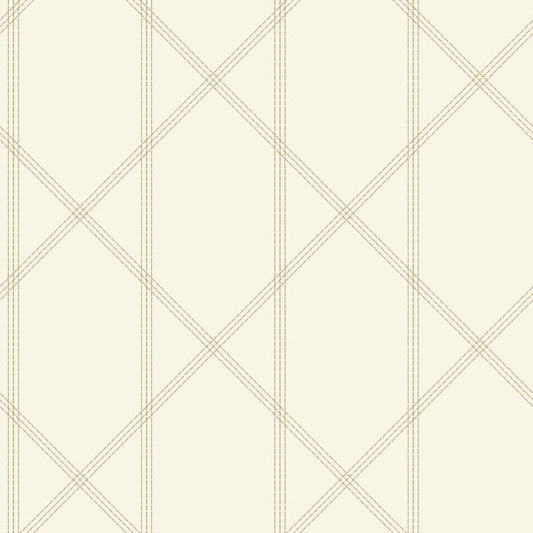 Walcott Cream Stitched Trellis Wallpaper
