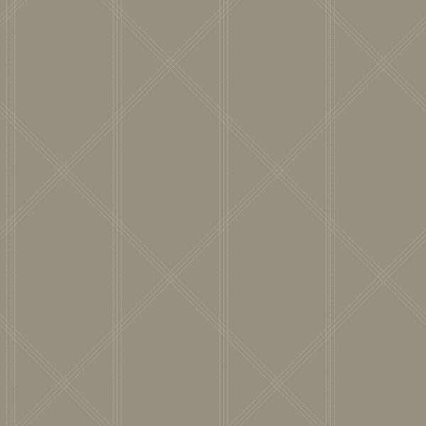 Walcott Light Grey Stitched Trellis Wallpaper
