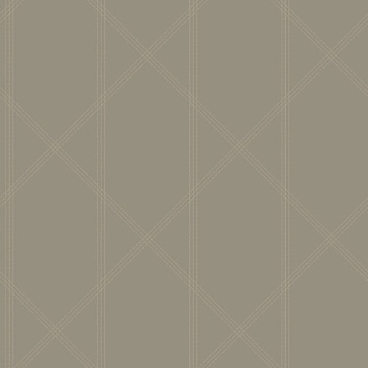 Walcott Light Grey Stitched Trellis Wallpaper